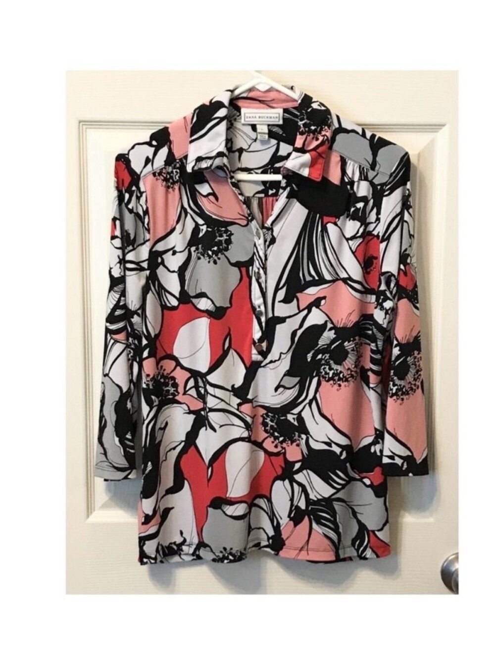 Dana Buchman Floral Top Blouse Size Large